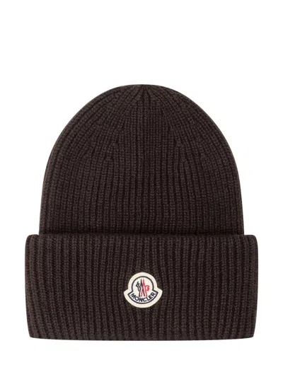 Moncler Beanie Hat Brown With Logo