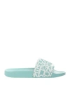 Moncler Women's Jeanne Blue Logo Rubber Slides Shoes In Blue