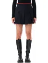 Moncler Pleated Cotton Stretch Gabardine Miniskirt In Blue