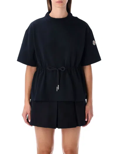 Moncler Cotton T-shirt With Drawstring In Black