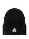 Moncler Wool And Cashmere Beanie Hats Black In Black