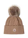 Moncler Cashmere Hat With Pon Pon Accessories In Brown