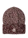 Moncler Cable-knit Logo-detail Beanie In Brown