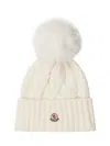 Moncler Bonnet En Cachemire Et Laine Avec Pompon In White
