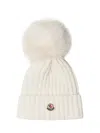 Moncler Pompom-detail Ribbed Beanie In White