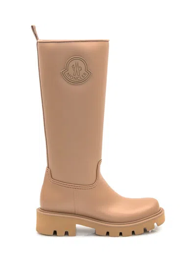 Moncler Kickstream Pvc And Shell Knee Boots In Brown