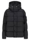 Moncler Long Little Down Jacket With Square Quilting And Hood In Black