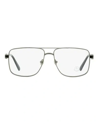 Moncler Pilot Ml5178 Eyeglasses Man Eyeglass Frame Grey Size 55 Metal, Acetate In Metallic