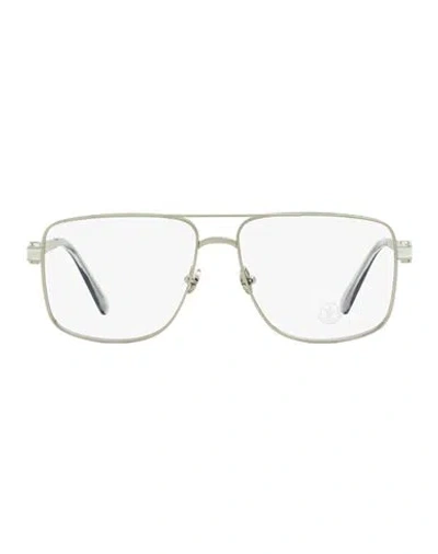 Moncler Pilot Ml5178 Eyeglasses Man Eyeglass Frame Silver Size 55 Metal, Acetate In Metallic
