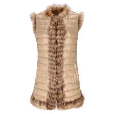 Pre-owned Moncler Reversible Asiatic Raccoon Fur & Down Gilet In Brown