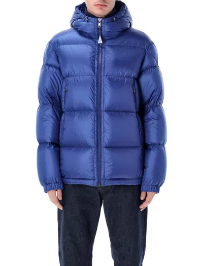 Moncler Rivau Shiny Nylon Down Jacket In Blue