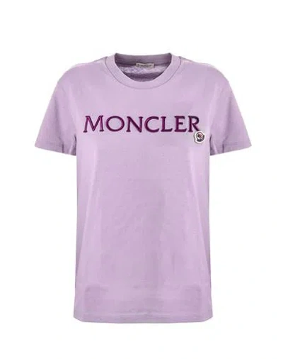 Moncler T-shirts Woman T-shirt Lilac Size L Cotton In Purple