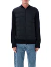 Moncler Men Nylon Down Jacket With Wool Sleeves In Black