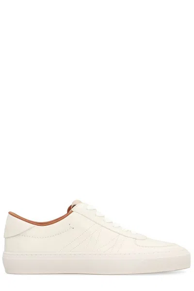Moncler White Monclub Leather Sneakers - Men's - Calf Leather/rubber In Neutrals