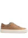 Moncler Monclub Classic Sneakers Crafted With Light Brown Nubuck Leather In Brown