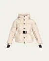 Moncler Mondim Metallic Hooded Down Jacket With Shearling Trim In Neutral