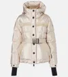 Moncler Grenoble Padded Ski Jacket Mondim With Hood And Shearling Detail In Neutral
