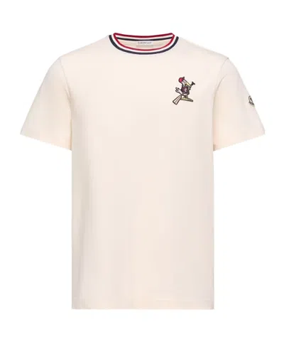 Moncler Monduck Logo Patch Cotton T-shirt In Neutral