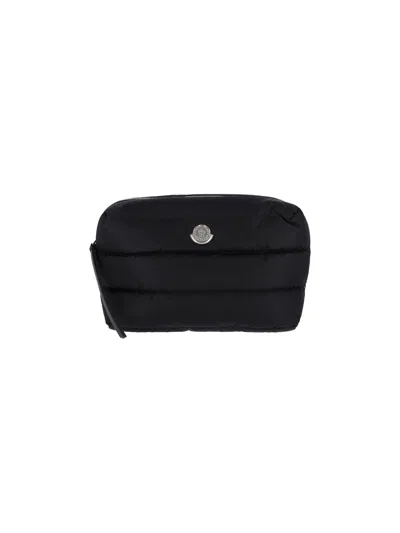 Moncler Monochrome Leather-trim Mini Crossbody Bag In Black