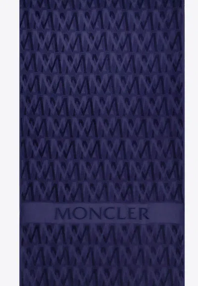 Moncler Monogram Beach Towel In Blue