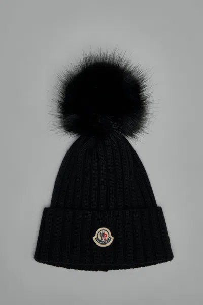 Moncler Monogram Cotton Gabardine Baseball Cap In Black