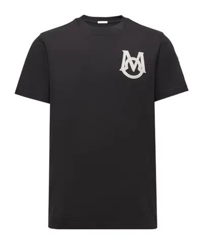 Moncler T-shirt En Coton À Monogramme In Black