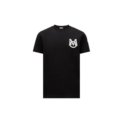 MONCLER MONOGRAM COTTON T-SHIRT, MEN, BLACK, SIZE: XXL