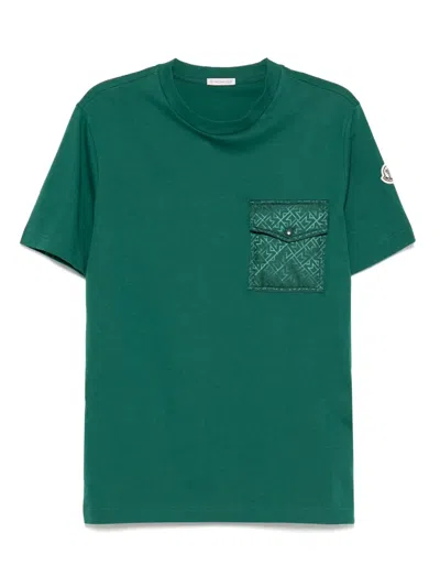 Moncler Monogram Cotton T-shirt In Green