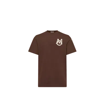 Moncler Monogram Cotton T-shirt, Men, Red, Size: Xs In Brown