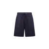 Moncler Short En Coton À Monogramme En Jacquard In Blue