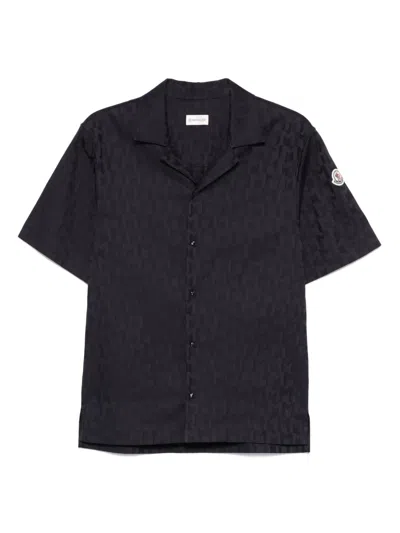 Moncler Monogram-jacquard Shirt In Blue