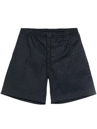 Moncler Monogram-jacquard Shorts In Blue