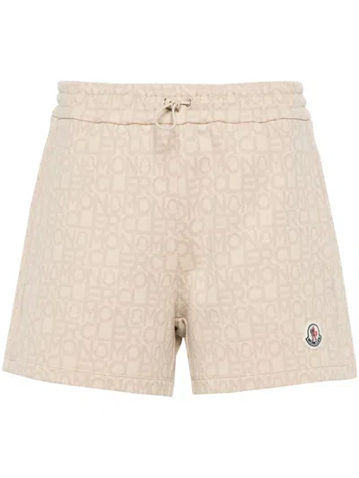 Moncler Monogram Jacquard Shorts In Neutrals