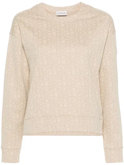 Moncler Monogram-jacquard Sweatshirt In Neutrals