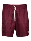 Moncler Monogram-jacquard Swim Shorts In Burgundy