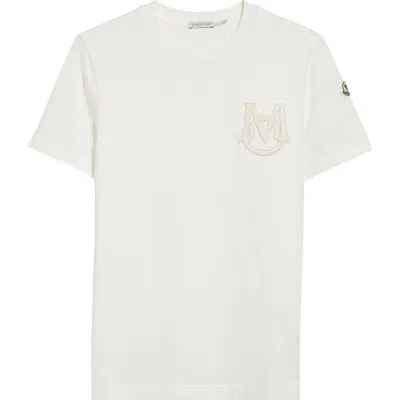 Moncler Monogram Logo Cotton T-shirt In White