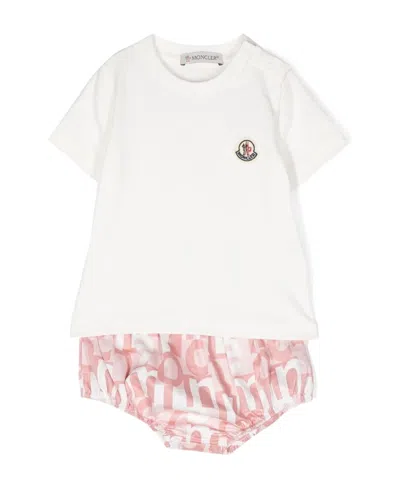 Moncler Monogram-print Bloomers Set In White