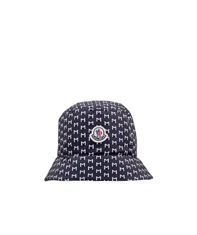 Moncler Monogram-print Bucket Hat In Black