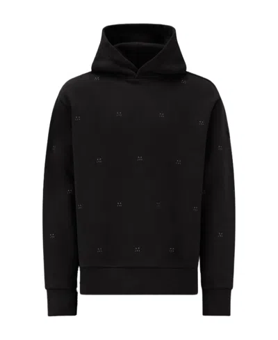 Moncler Monogram-print Cotton Hoodie In Black