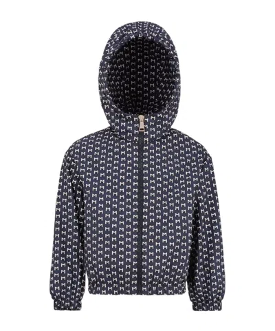 Moncler Monogram-print Hooded Jacket In Black
