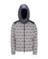 Moncler Monogram-print Puffer Jacket In Black