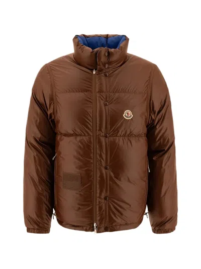 Moncler Monogram Reversible Puffer Jacket In Brown