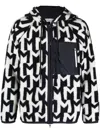 Moncler Monogram Zip-up Hoodie In Blue