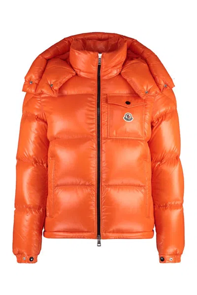 Moncler Orange Montbeliard Hooded Puffer Jacket In Vibrant Orange