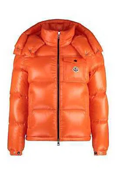 Pre-owned Moncler Montbeliard Hooded Short Down Jacket In Orange