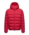 Moncler Quilted Down Jacket With Detachable Hood In Red