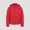Moncler Quilted Down Jacket With Detachable Hood In Red