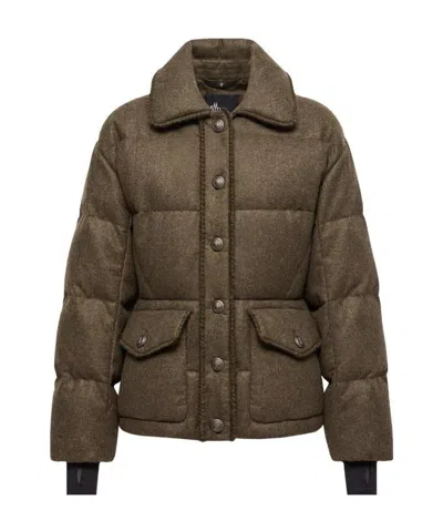 Moncler Monteain Loden Short Down Jacket In Brown