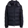Moncler Montgenevre Virgin Wool Flannel Down Puffer Jacket In Blue