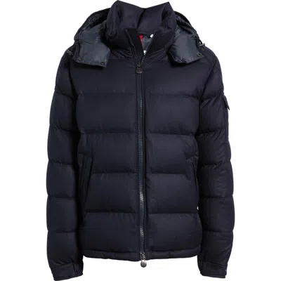 Moncler Montgenevre Virgin Wool Flannel Down Puffer Jacket In Blue